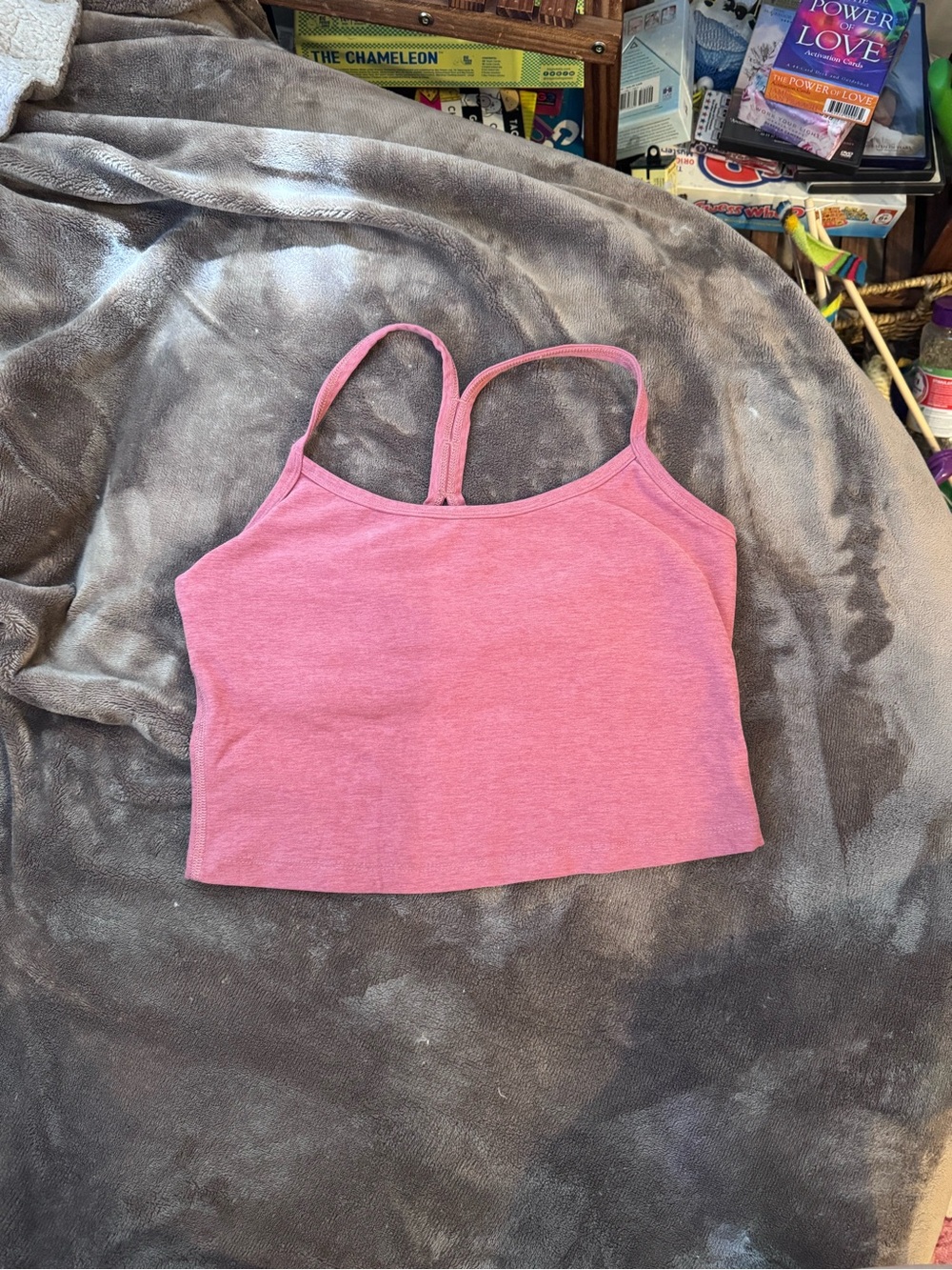 Spacedye™ Slim Racerback Cropped Tank- Rose - Picture 6 of 6